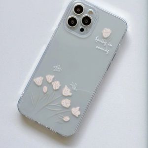 Clear floral iPhone 13 silicone case